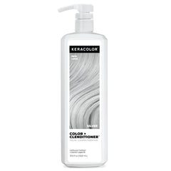 KERACOLOR front bottle of Clenditioner silver showing product benefit of one-step color and care