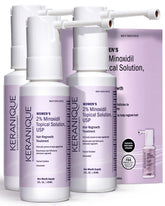 Keranique front view of three 2 fl oz bottles showing packaging and convenience