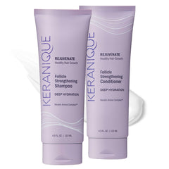 Keranique front packaging shows set and benefits for hydrated hair