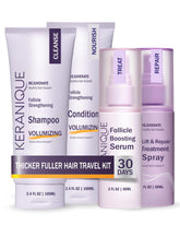 Keranique full product set front view showing complete volumizing regimen and benefits