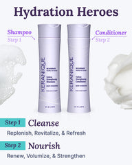 Keranique shampoo producing rich lather for gentle cleansing