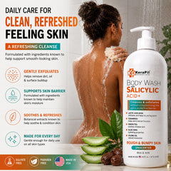 KERAPIL creamy foam texture demonstrating gentle exfoliating lather
