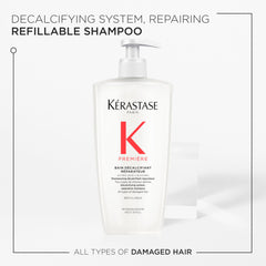 KÉRASTASE in-shower use showing lather on wet hair for deep decalcifying action