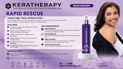 KERATHERAPY mist over hair texture highlighting smooth, frizz-reducing effect