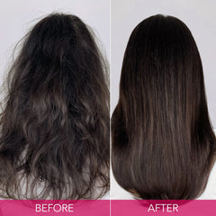 Keratin Complex conditioner being applied to hair showing easier styling and manageability