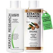 KERATIN RESEARCH front packaging showing kit contents and professional results
