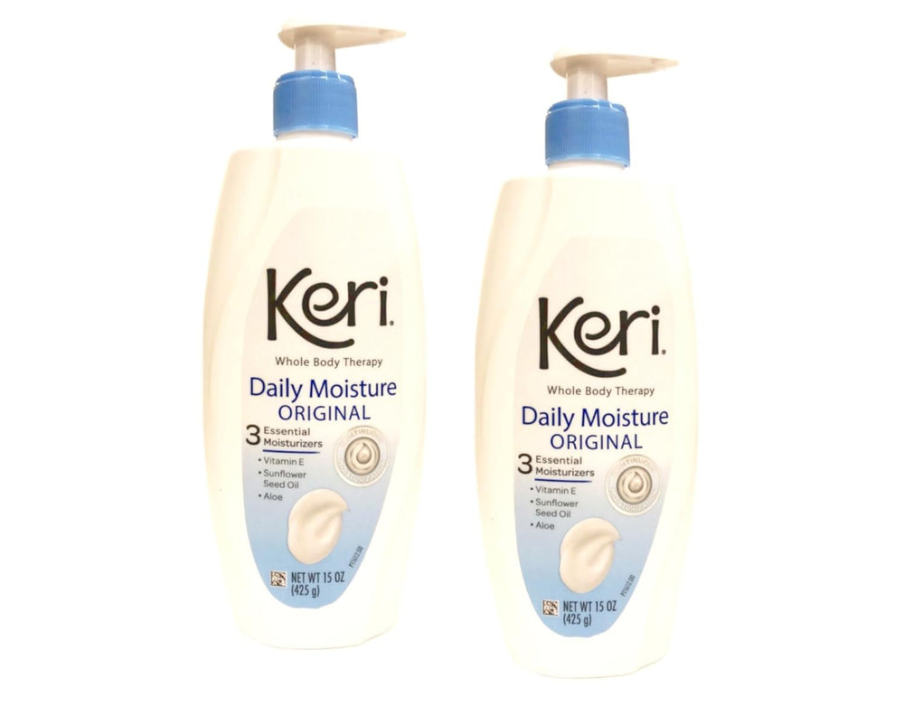 Keri front packaging 15 oz pump shows brand and easy dispensing benefit