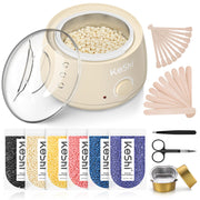 KeShi front packaging showing complete waxing kit and included accessories benefit quick start