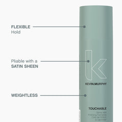 KEVIN.MURPHY bottle held in hand showing 8.4 fl oz scale and travel-friendly benefit