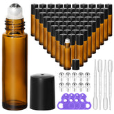 KEYWING amber 10ml bottles front view showing full set and labels, protects oils