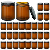 KEYWING front view of 8oz amber jars showing neat, durable storage benefit