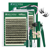 KEYYOU front packaging showing complete lash cluster kit benefit quick start