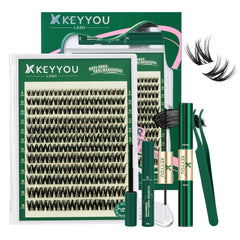 KEYYOU front packaging showing complete lash cluster kit benefit quick start
