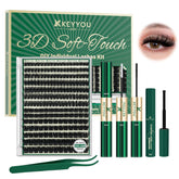 KEYYOU front packaging showing 231 cluster lashes and kit benefits