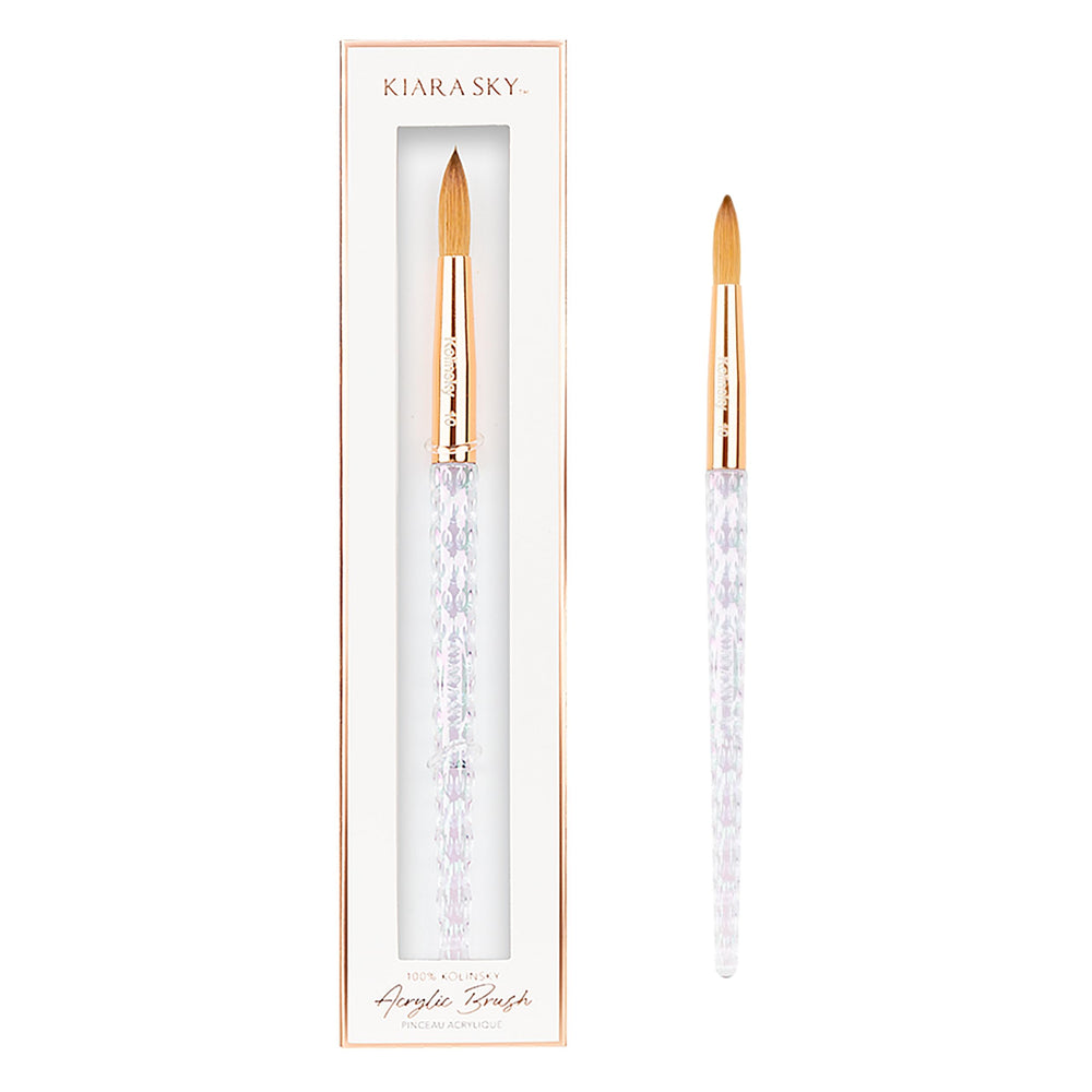Kiara Sky brush front view showing shape and polished handle for balanced control