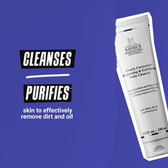 Kiehl's in bathroom routine setting, illustrates use morning and night for clearer skin