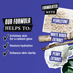 Kiehl's texture closeup showing pearlstone exfoliant, conveys gentle smoothing action