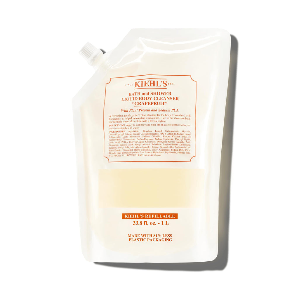 Kiehl's front label of cleanser showing product name and size benefits