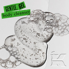 Kiehl's close-up of bottle label highlighting ingredients and recycled packaging benefit