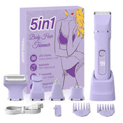 KINGTEE front view of purple bikini trimmer showing ergonomic handle and display, easy grip