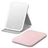 Kintion front view folded pink mirror showing compact travel-ready design and portability
