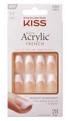 Kiss product front packaging showing medium tapered French tips and included glue for convenience