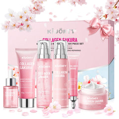 KIUORET sakura set front packaging showing all six products and benefits