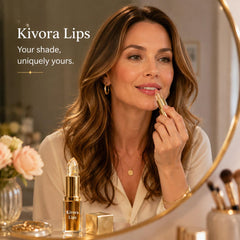 Kivora Lips open tube side profile revealing nourishing formula core