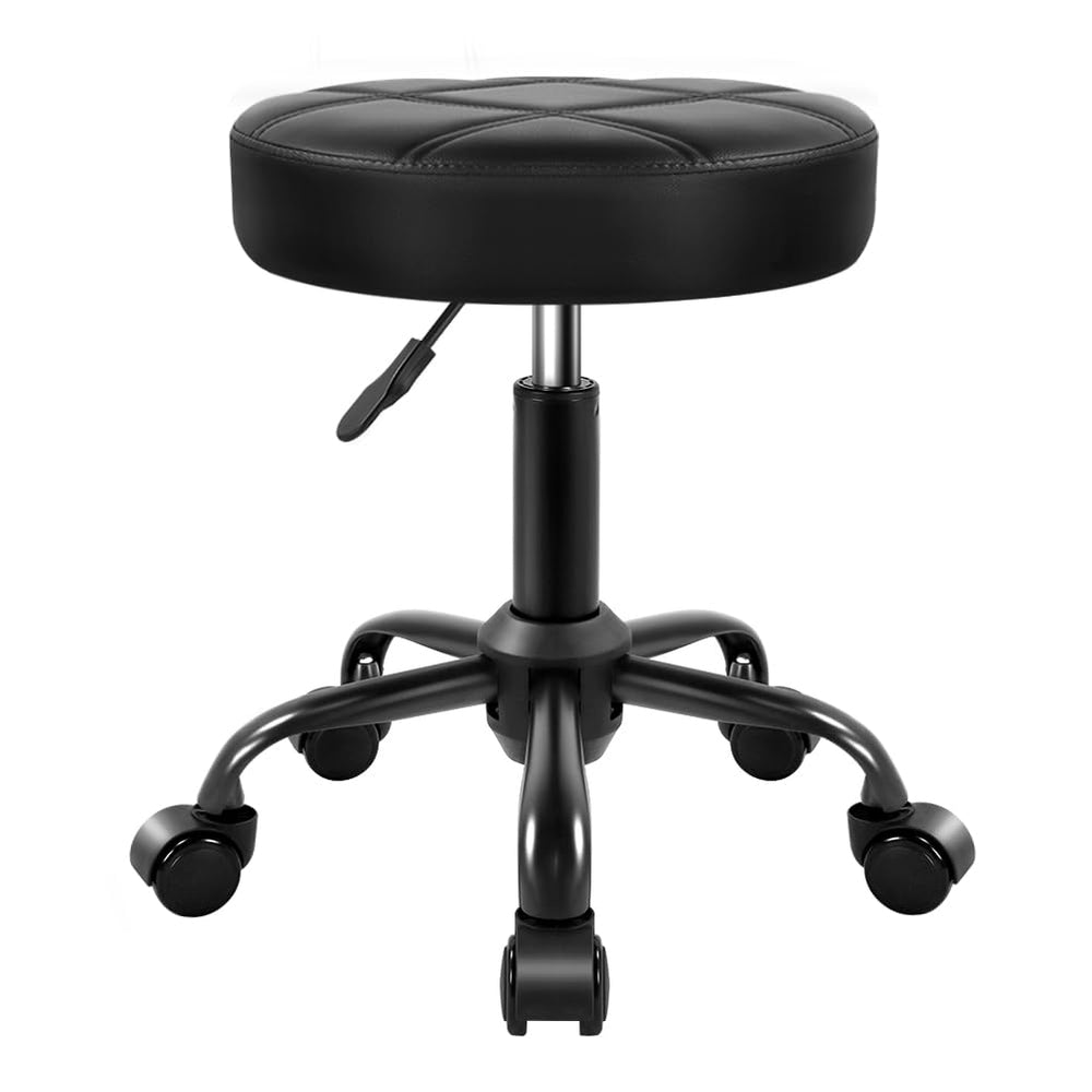 KKTONER front view of rolling stool showing compact design and comfort