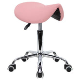 KKTONER pink saddle stool front view showing ergonomic profile and mobility