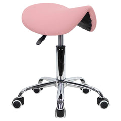 KKTONER pink saddle stool front view showing ergonomic profile and mobility