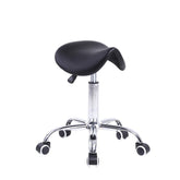 KKTONER front view of saddle stool showing ergonomic shape and mobility