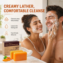 KlearBloom soap lathered in hand demonstrating gentle cleansing