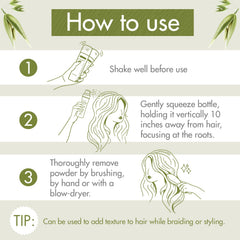 Klorane applying powder to roots, quick oil absorption and refresh
