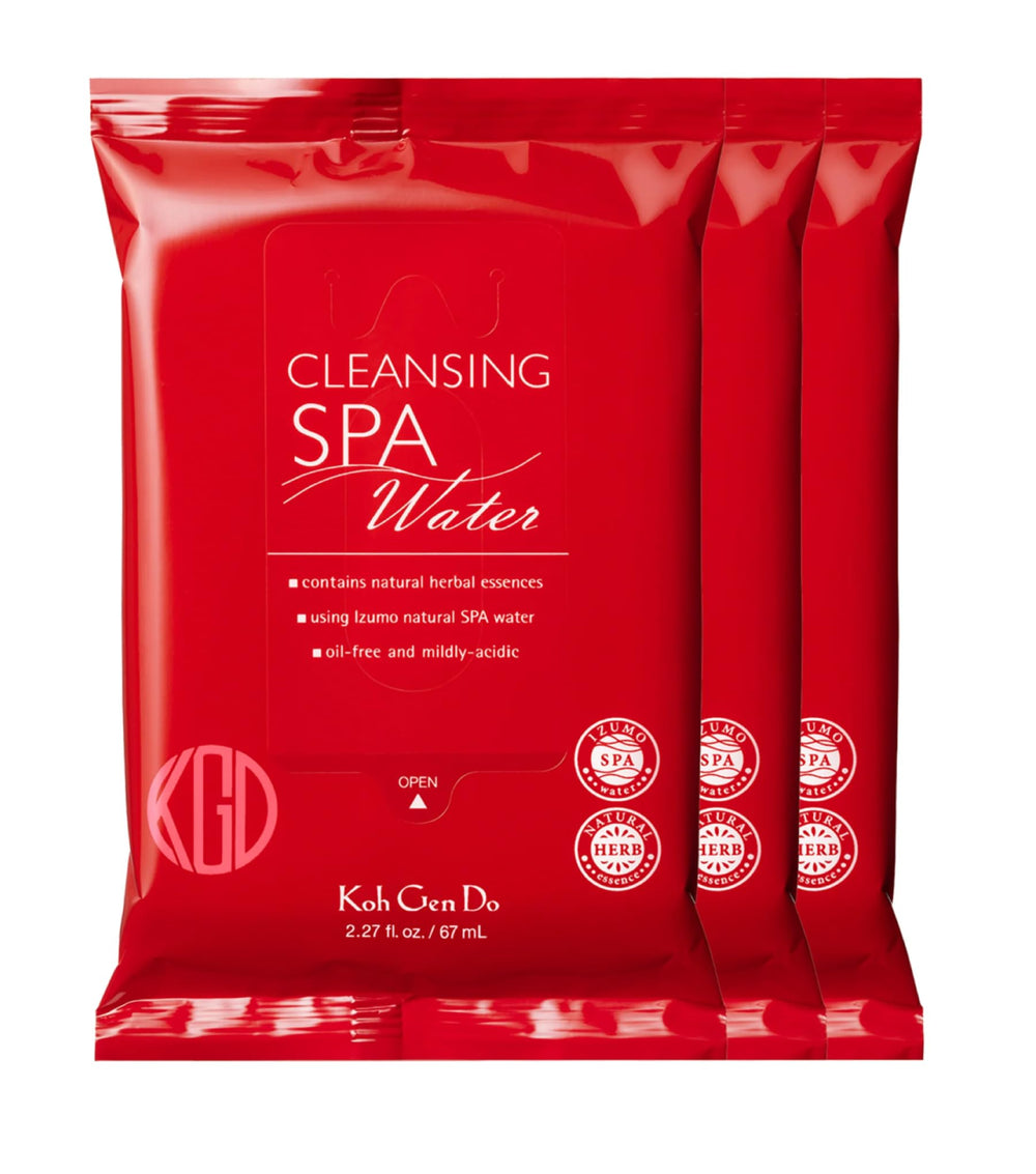 Koh Gen Do front packaging showing three cleansing cloths and benefits