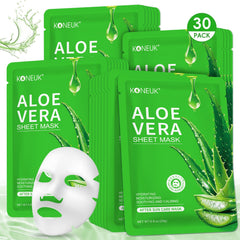 KONEUK front packaging showing 30 aloe masks, convenient bulk supply