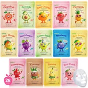 KONEUK front packaging showing colorful fruit mask designs and set benefit