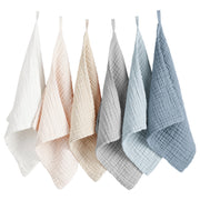 Konssy face cloths front packaging showing six muted colors and sizes, helpful for quick selection