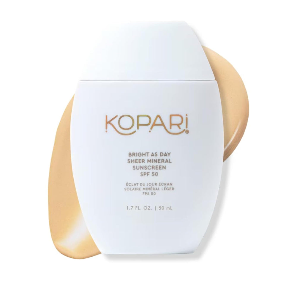 Kopari front packaging showing SPF 50 and size for quick product ID