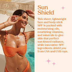 Kopari Sun Shield being applied to face for quick reapplication benefit