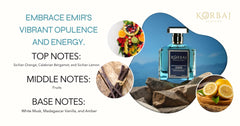KORBAJ PARFUMS Emir closeup of cap and label highlighting elegant packaging