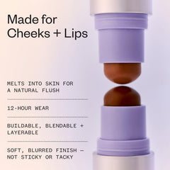 Kosas multistick applied on cheek showing natural flush and seamless finish