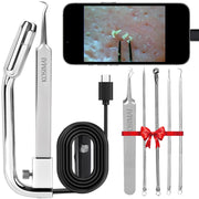 KOSIMAI front view of silver blackhead remover showing camera and body for controlled extractions