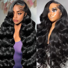 KOTTN front view of 30 inch body wave wig showing natural hairline and volume