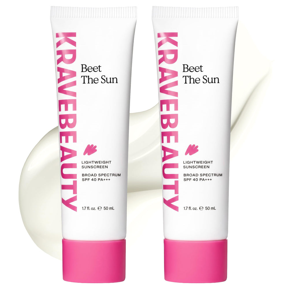 KraveBeauty front packaging showing two tubes and clear SPF benefits