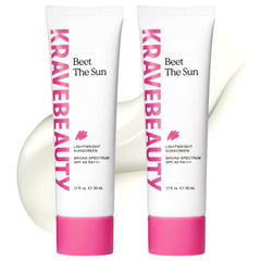 KraveBeauty front packaging showing two tubes and clear SPF benefits