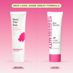 KraveBeauty open tube with sunscreen texture showing lightweight spread