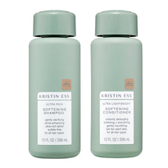 Kristin Ess front packaging set showing bottles and lightweight benefits