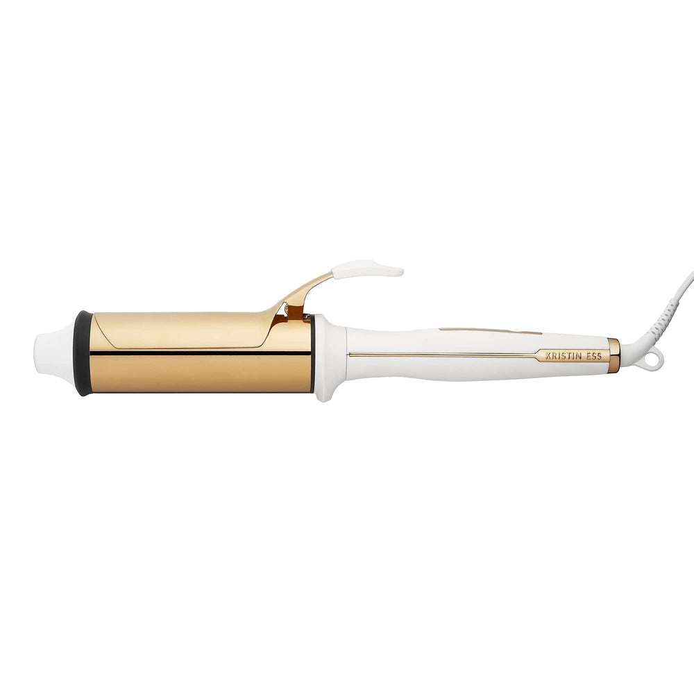 Kristin Ess curling iron front view showing wide barrel for fast styling and volume
