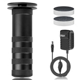krofaue front view of device showing sleek black body and power control, enabling better grip